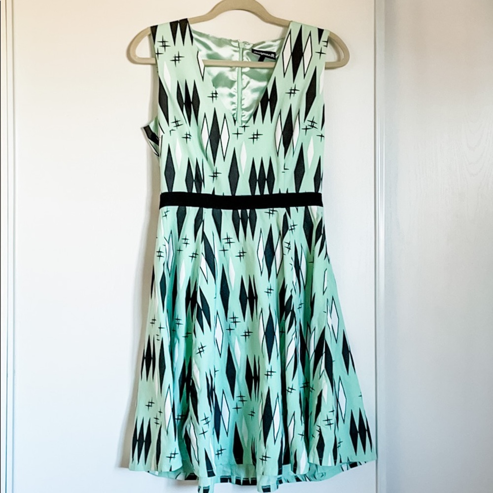 Sourpuss retro mint diamond midi dress